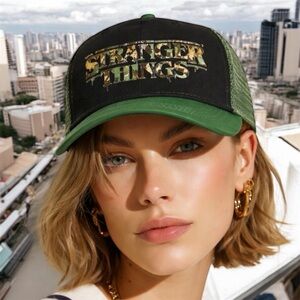 🆕Stranger Things Green and Black SnapBack Cap